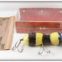 Vintage Len Hartman Tackle Co Yellow Wasp Musky Bug In Box