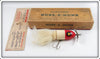 Vintage Marathon Bait Co. Red & White Musk E Munk Lure In Box