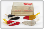 Vintage Weezel Bait Co Red Spoon Lure Set In Box