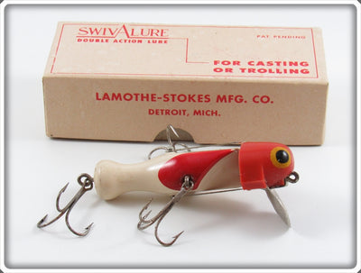 Vintage Lamothe Stokes White & Red Swiv A Lure In Box