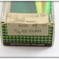 Heddon Yellow Green Fluorescent Hedd Plug In Box 8800 FY