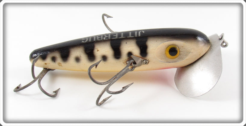 Arbogast Black & White Coachdog Wooden Musky Jitterbug Lure