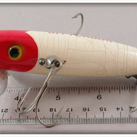 Arbogast Red Head White Wooden Musky Jitterbug