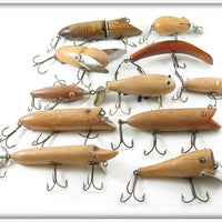 Lot Of 11 Stripped Old Lures - Heddon, Creek Chub & More