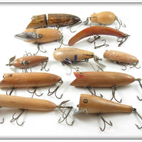 Lot Of 11 Stripped Old Lures - Heddon, Creek Chub & More