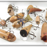 Lot Of 11 Stripped Old Lures - Heddon, Creek Chub & More