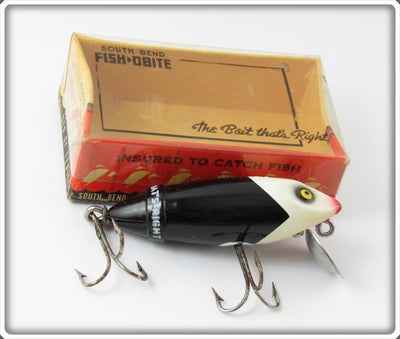 South Bend White Arrowhead Black Body Fish Obite Lure In Box 1991 WB