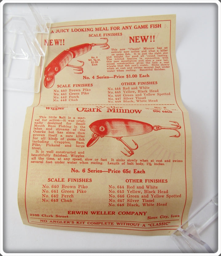erwin fish box Vintage Erwin Weller Perch Jointed Minnow Lure In Box 142 For Sale