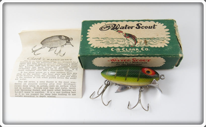 Vintage Clark's Perch Scale Water Scout Lure In Box 114 