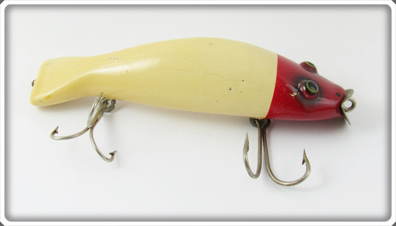 Vintage Paw Paw Red & White Bullhead Lure 3504 For Sale