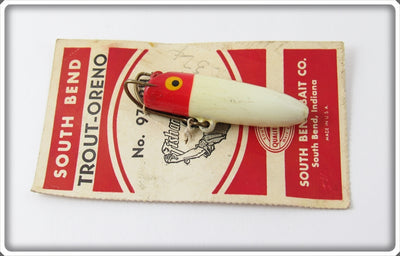 Vintage South Bend Red Head White Trout Oreno On Card 971 RH