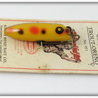 Vintage South Bend Yellow Spotted Trout Oreno On Card 971 Y 