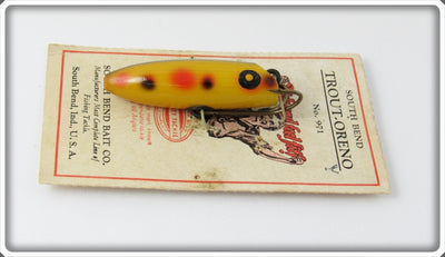 Vintage South Bend Yellow Spotted Trout Oreno On Card 971 Y 