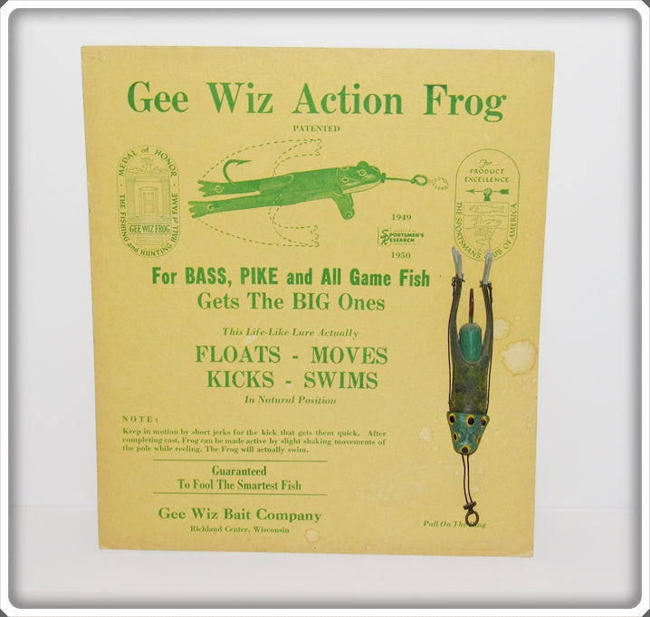 Gee Wiz Bait Co Action Frog Lure On Dealer Display Card
