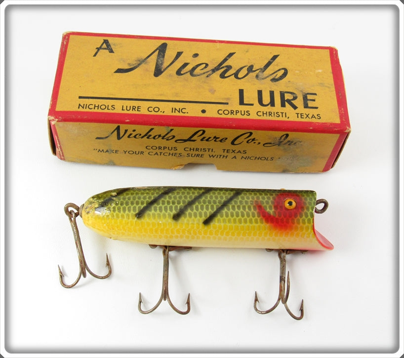 Vintage Nichols Striped Jumbo Killer Lure In Box 