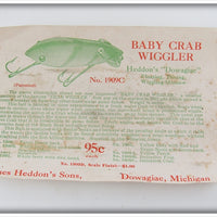 Vintage Heddon Baby Crab Wiggler Paper Box Insert