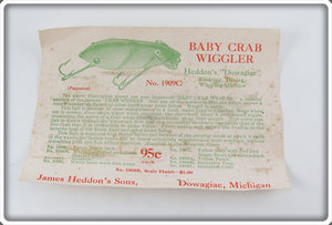 Vintage Heddon Baby Crab Wiggler Paper Box Insert