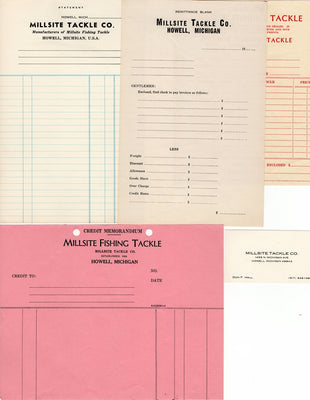 Vintage Millsite Fishing Tackle Co Paperwork Lot