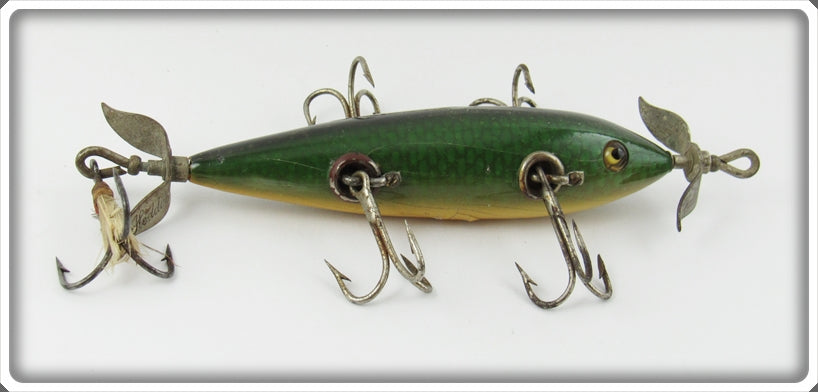 Vintage Heddon Green Scale 150 Five Hook Minnow Lure 159D 