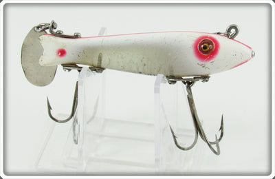 Vintage Heddon Red & White Glass Eye Dowagiac Spook Lure 9102 