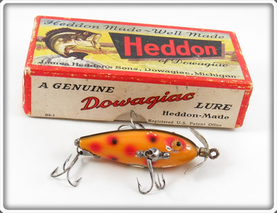 Vintage Heddon Spotted Orange Baby Dowagiac In Box 20 SO