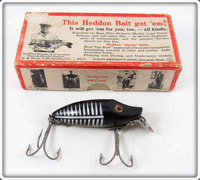 Heddon Black Shore Early River Runt Spook Sinker Lure In Box 9119XBW