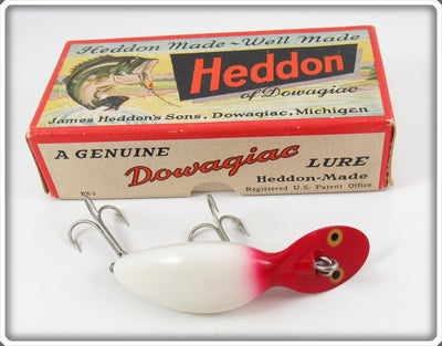 Vintage Heddon Red Head White Tadpolly Spook In Box 9000 RH