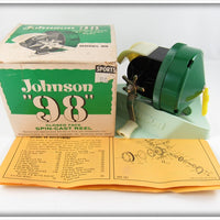 Vintage Johnson 98 Closed Face Spin Cast Reel In Box