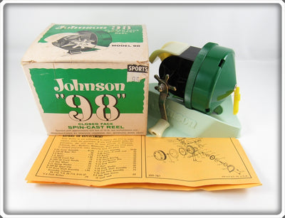 Vintage Johnson 98 Closed Face Spin Cast Reel In Box