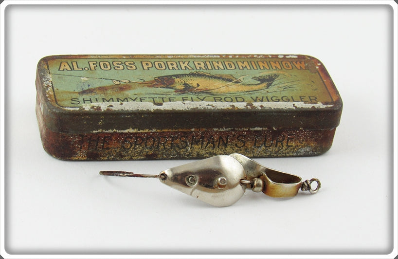 Vintage Al Foss Shimmyette Fly Rod Wiggler Lure In Tin