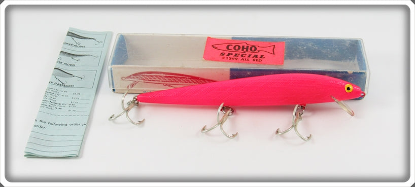 Vintage Rebel All Red Coho Special Lure In Box 1399