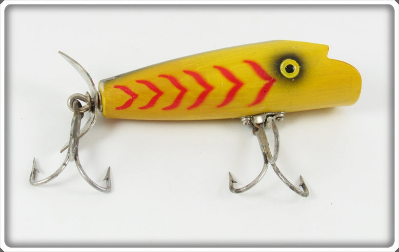 Vintage Pflueger Yellow Body Red Stripe Pop Rite Lure 8543