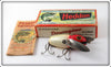 Vintage Heddon Red & White Shore Crazy Crawler Lure In Correct Box