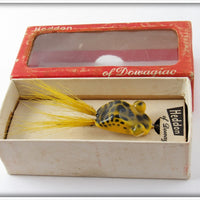 Vintage Heddon Yellow Pop Eye Frog Lure In Box 85YF