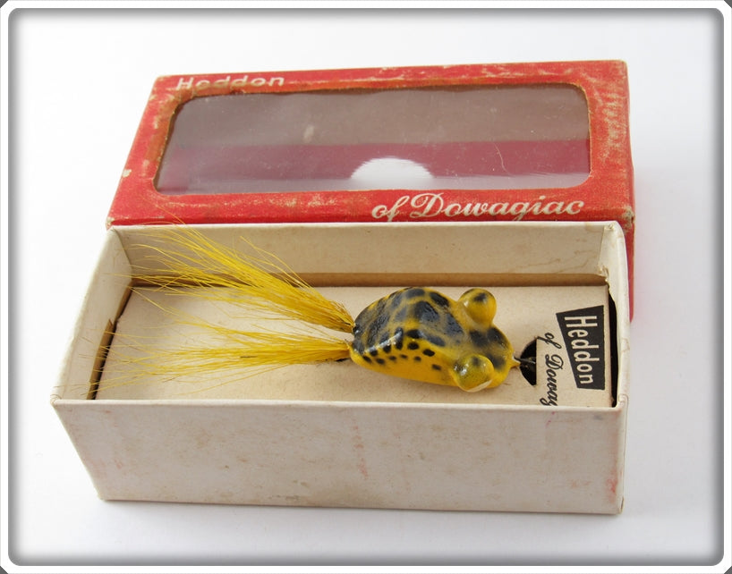 Vintage Heddon Yellow Pop Eye Frog Lure In Box 85YF