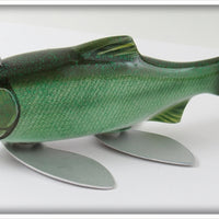 Melosh Wood Hand Carved Green Fish Decoy