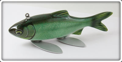 Melosh Wood Hand Carved Green Fish Decoy