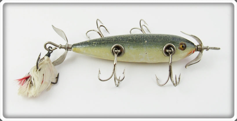 Vintage South Bend Green Cracked Back Underwater Minnow Lure 905 GCBW