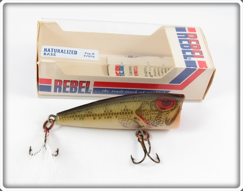 Vintage Rebel Naturalized Bass Pop R Lure In Box P7076 For Sale