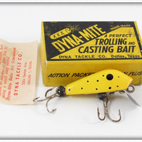 Vintage Dyna Tackle Co Yellow Black Dot Lure In Box 909