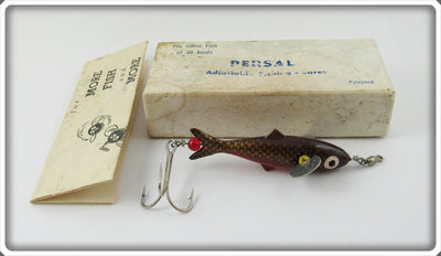 Vintage Persal Mfg Co Gold Scale Adjustable Lure In Box