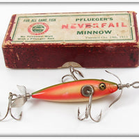 Pflueger Rainbow Neverfail Minnow In Maroon Trademark Box