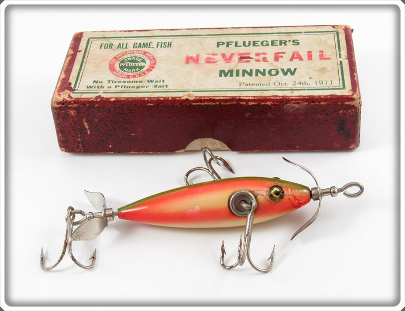 Pflueger Rainbow Neverfail Minnow In Maroon Trademark Box