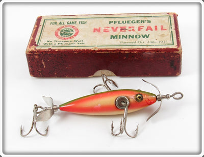 Pflueger Rainbow Neverfail Minnow In Maroon Trademark Box