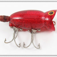 Vintage Fred Arbogast Red Glitter Ghost 3/8 Ounce Hula Popper 