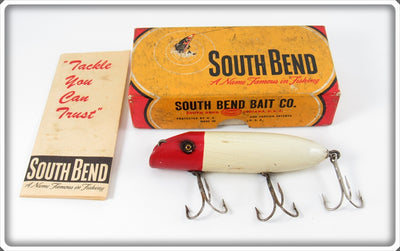 Vintage South Bend Red Head White Bass Oreno Lure In Box