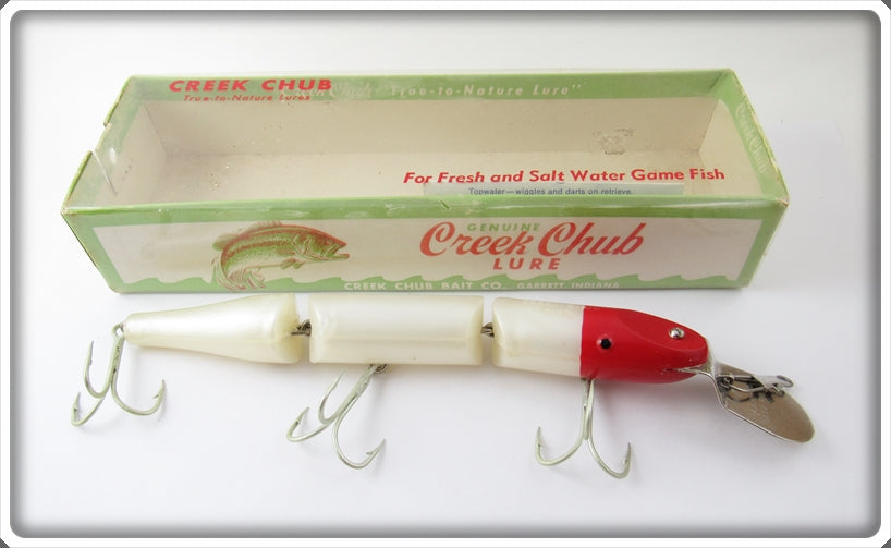 Vintage Creek Chub Red & White Double Jointed Pikie Lure In Box