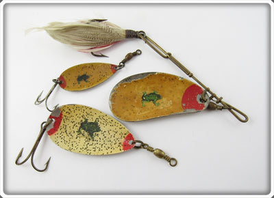 Vintage Pflueger Painted Frog Spoon Lot Of Three Lures