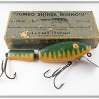 L&S White Green Stripes Jumbo Shiner Minnow Lure In Box