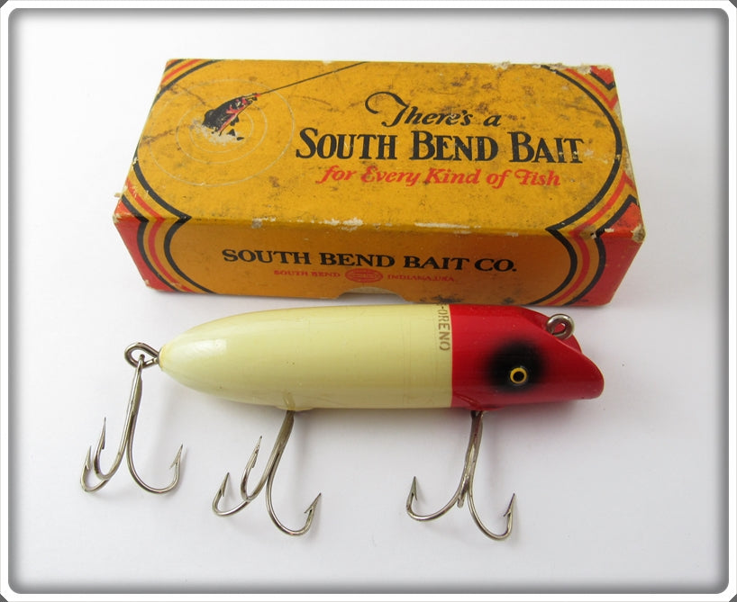 Vintage South Bend Red & White Bass Oreno Lure In Correct Box 973 RH